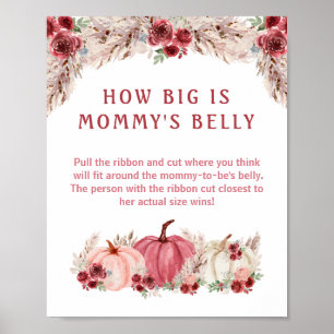 How Big Is Mummy's Belly Pumpkin Baby Shower Game Poster