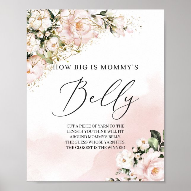 How big is mummy's belly sign game blush pink gold (Front)