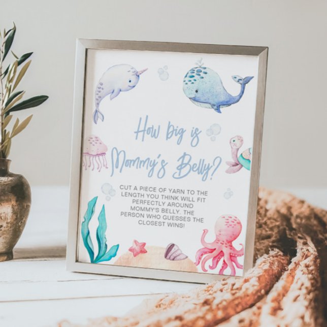 How Big Is Mummy's Belly Under The Sea Baby Shower Poster (Creator Uploaded)
