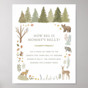 How Big is Mummy's Belly Woodland Baby Shower Game Poster