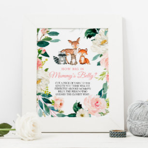 How Big Is Mummy's Belly Woodland Baby Shower Post Poster