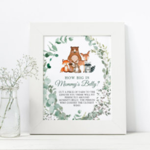 How Big Is Mummy's Belly Woodland Baby Shower Poster