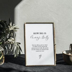 How Big is the mummy's belly Baby Shower Game Poster