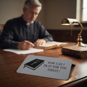 How Can I Pray For You Church Pastor Grey Business Card