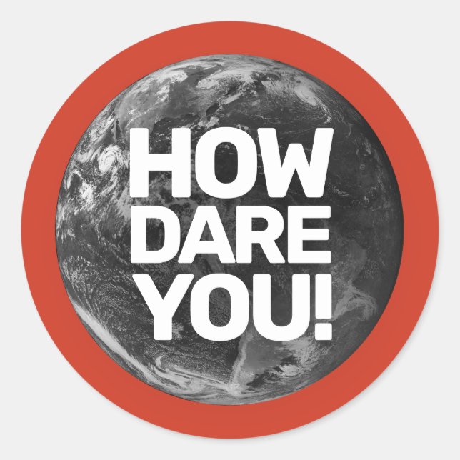 How Dare You Earth Environmentalist Classic Round Sticker (Front)