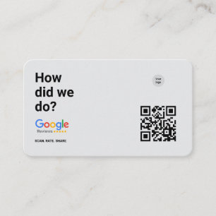 How Did We Do? Minimalist Google Review QR Card