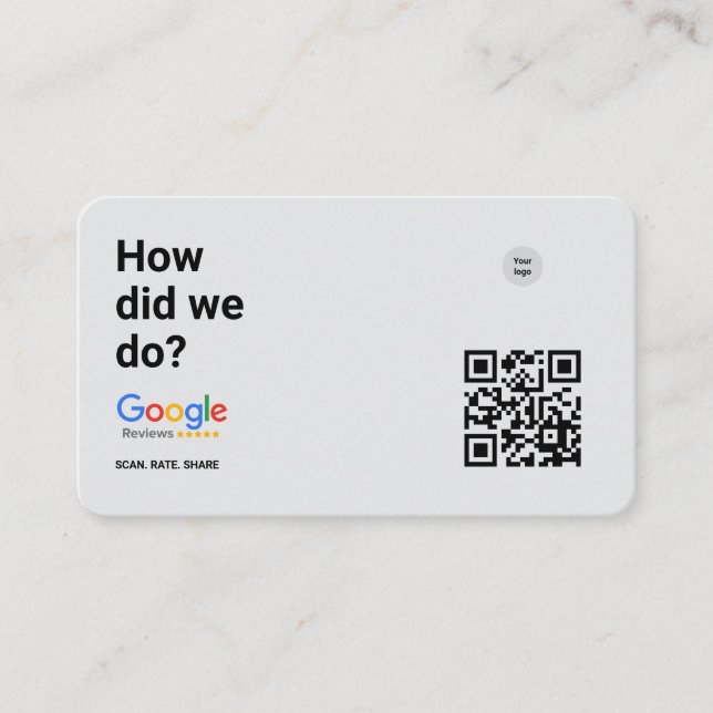How Did We Do? | Minimalist Google Review QR Card (Front)