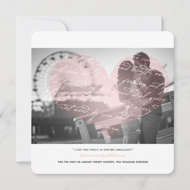 How Do I Love Thee Poem Wedding Photo Announcement (Front)