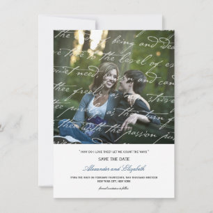How Do I Love Thee Poetry Romantic Vintage Script Save The Date