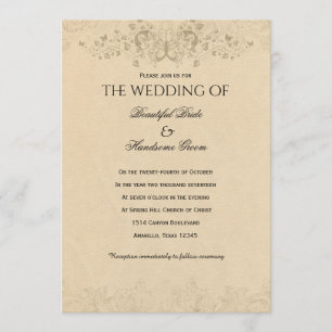 How do I love thee? Vintage Love Poem Wedding Invitation