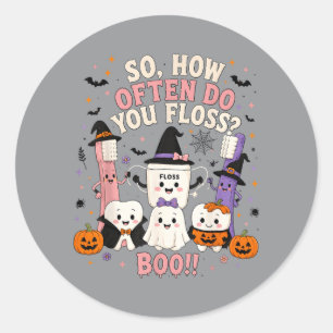 How Do You Floss Funny Halloween Dentist Dental Classic Round Sticker
