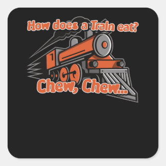 How Eats A Train Joke Saying Funny Steam Square Sticker