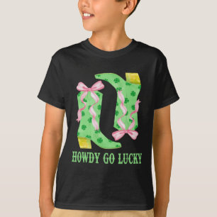 How Go Lucky Boots Western St Patricks Day Cowboy  T-Shirt