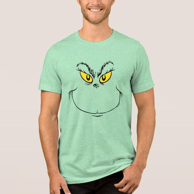 How Grinch Stole Christmas Face Tri-Blend Shirt (Front)