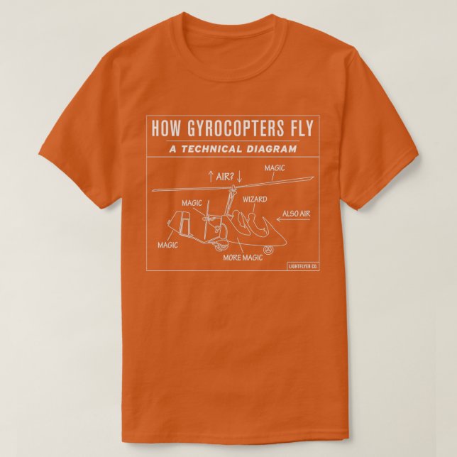 How Gyrocopters Fly A Funny Technical Diagram  T-Shirt (Design Front)