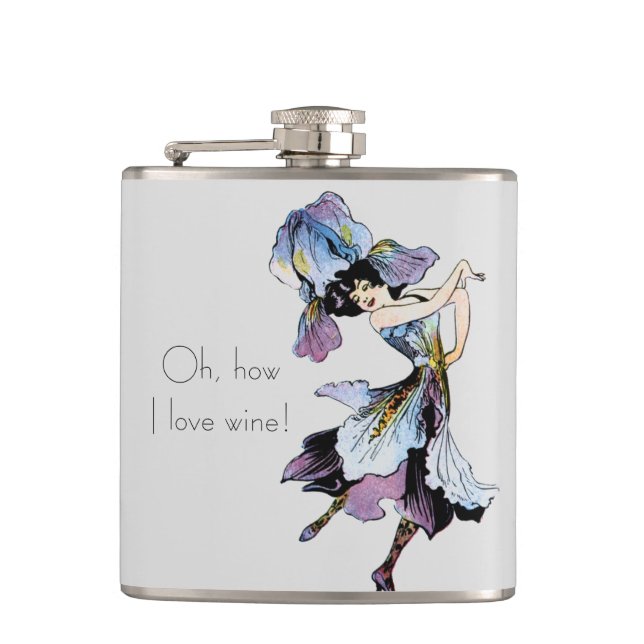 How I Love Wine - Dancing Woman Flask (Front)