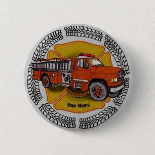 How I Roll Firetruck firefighter 6 Cm Round Badge