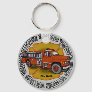 How I Roll Firetruck Firefighter keychain