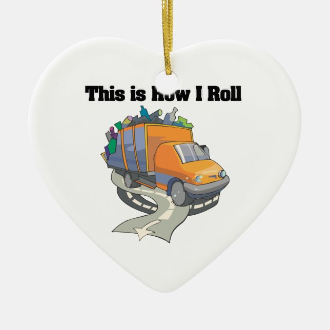 How I Roll (Garbage Truck) Ceramic Tree Decoration (Front)