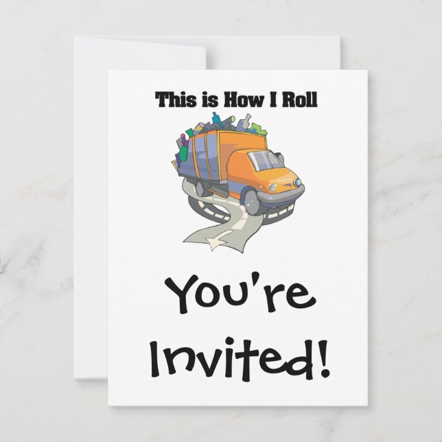 How I Roll (Garbage Truck) Invitation (Front)