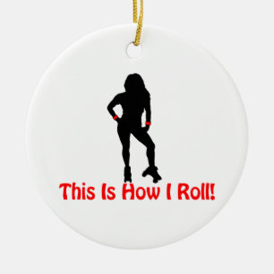 How I Roll Roller Derby Girl Ceramic Tree Decoration