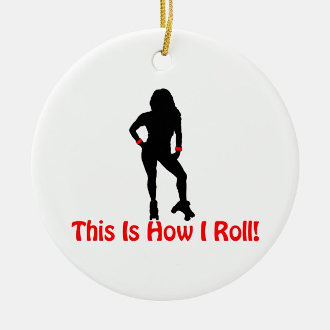 How I Roll Roller Derby Girl Ceramic Tree Decoration (Front)