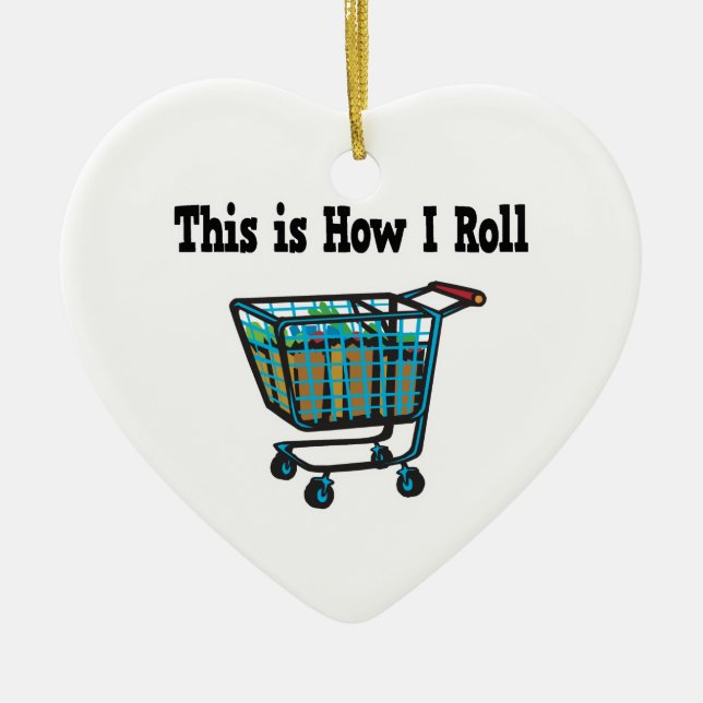 How I Roll Shopping Cart Ceramic Tree Decoration (Front)
