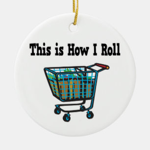 How I Roll Shopping Cart Ceramic Tree Decoration