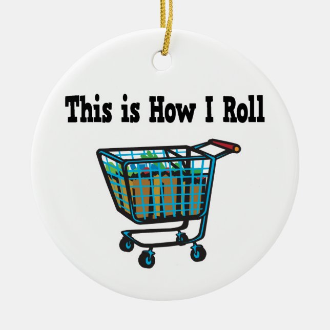 How I Roll Shopping Cart Ceramic Tree Decoration (Front)