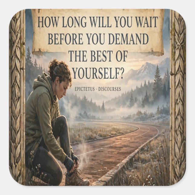 How Long Will You Wait — Epictetus Sticker (Front)