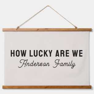 How Lucky Are We Personalized Family Name Canvas Hanging Tapestry