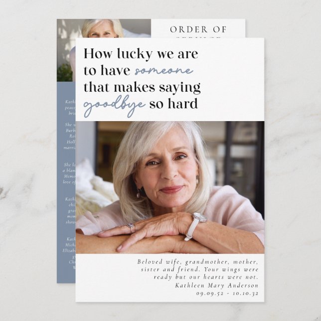 How Lucky We Are Photo Order of Service Programme (Front/Back)