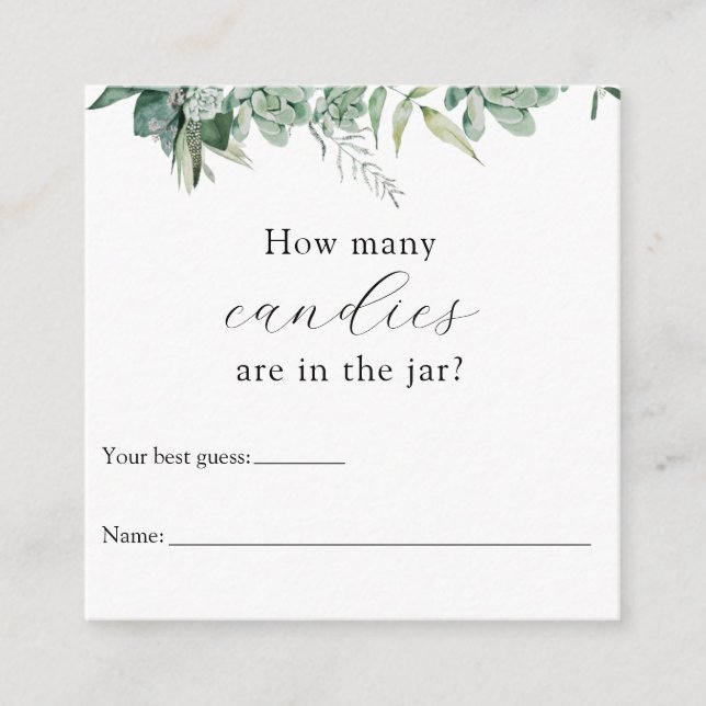 How Many Are in the Jar Shower Game Enclosure Card (Front)