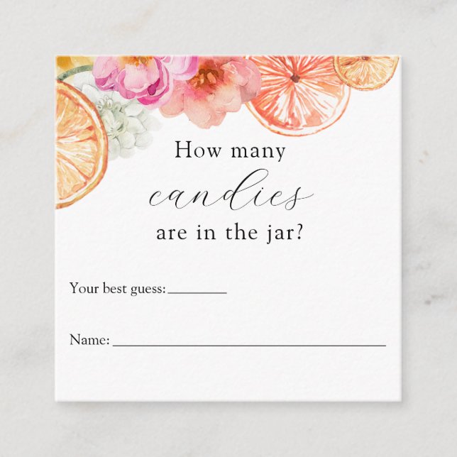 How Many Are in the Jar Shower Game Enclosure Card (Front)