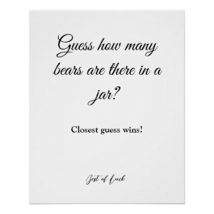 how many bears are there in a jar baby shower game poster