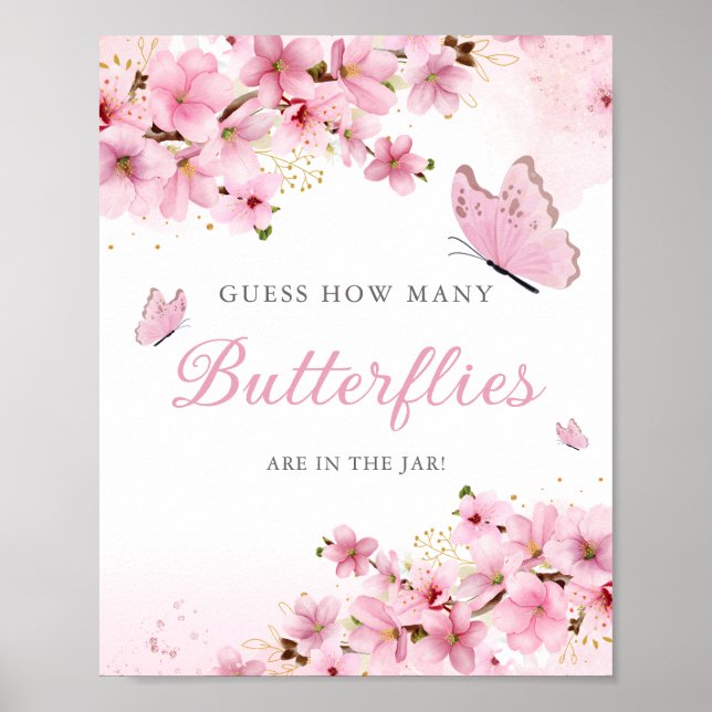 How many butterfly in the gar baby shower  poster (Front)