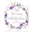 How many butterfly kisses baby shower game poster