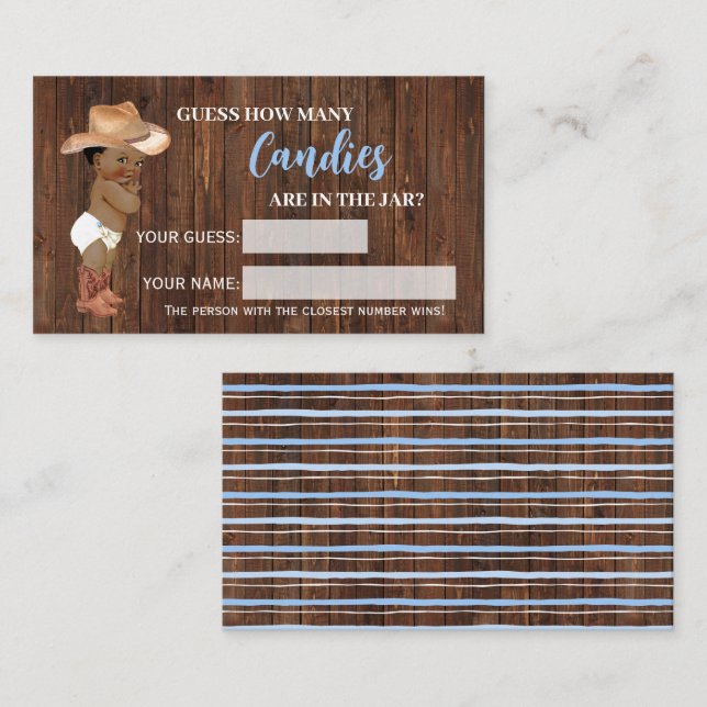 How Many Candies AA Cowboy Baby Shower Game Card (Front/Back)