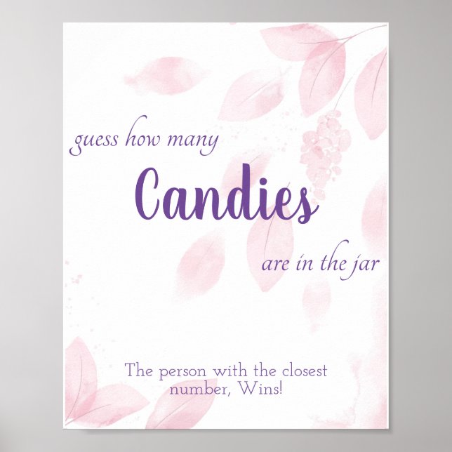How many Candies Bridal Shower Game Sign (Front)