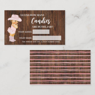 How Many Candies Cowgirl Baby Shower Game Card