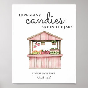 How Many Candies Farmers Market Baby Girl Shower Poster