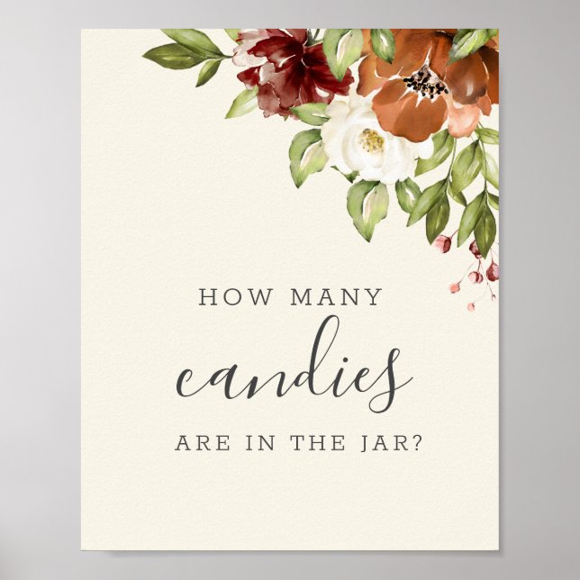How many candies Floral Watercolor Poster (Front)