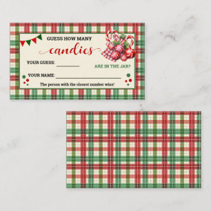 How Many Candies Game Christmas Plaid Card