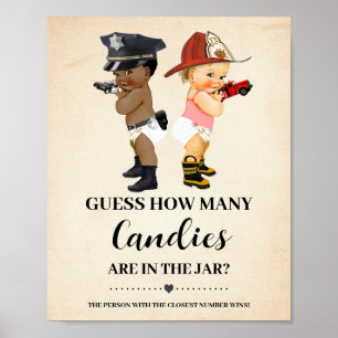 How Many Candies Little Recruit Baby Shower Game Poster