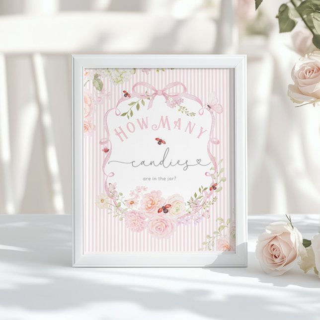 How many candies Love Bug Wildflower Baby Shower Poster (Creator Uploaded)