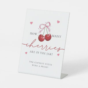 How Many Cherries Chic Cherry Baby Shower Game Pedestal Sign