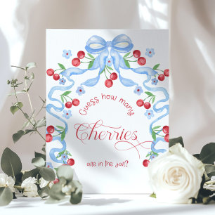 How many Cherries in the jar blue bow Baby shower Poster