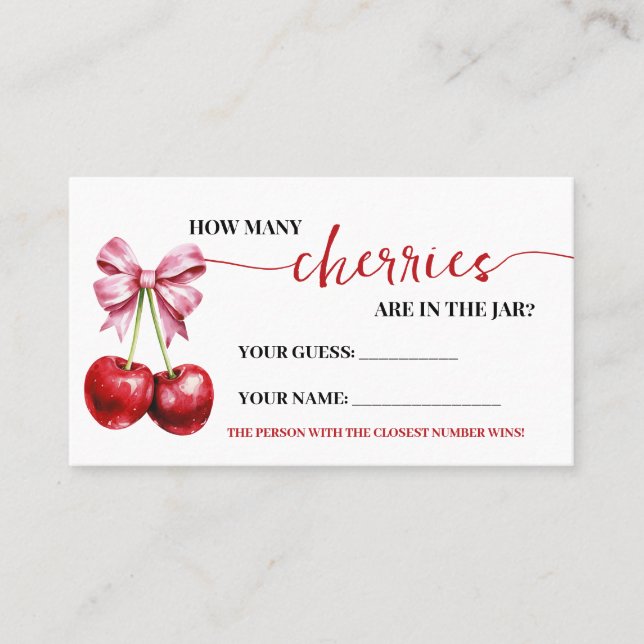 How Many Cherries Pink Coquette Baby Game Card (Front)