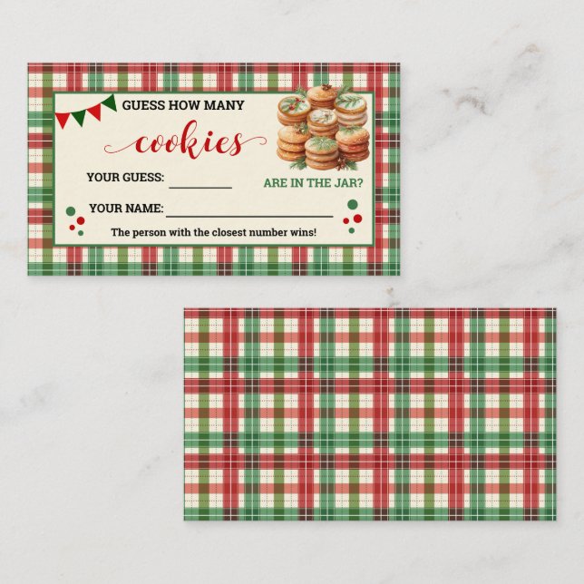 How Many Cookies Game Christmas Plaid Card (Front/Back)