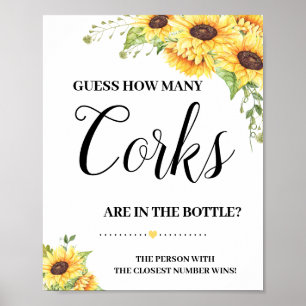 How many corks bridal shower game sunflowers sign